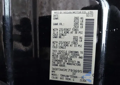 2023 Nissan Rogue S Fwd из США, поврежденный, VIN 5N1BT3AA5PC793695